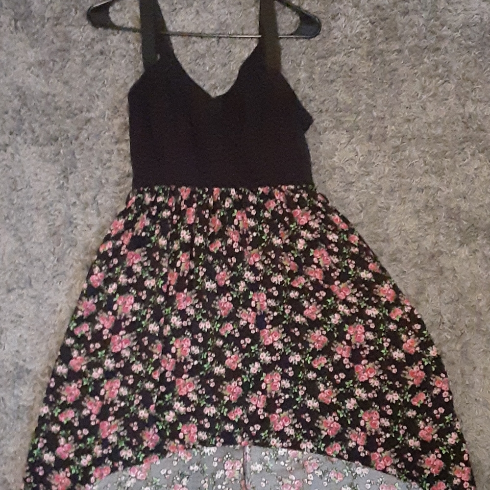 Black Floral High-Low Dress